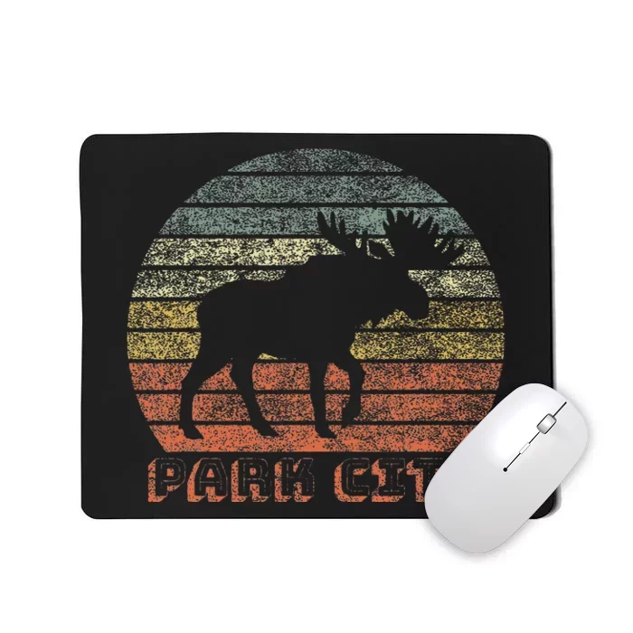 Park City Utah Moose Retro Sunset Nature Travel Mousepad