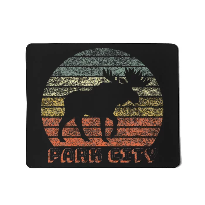 Park City Utah Moose Retro Sunset Nature Travel Mousepad