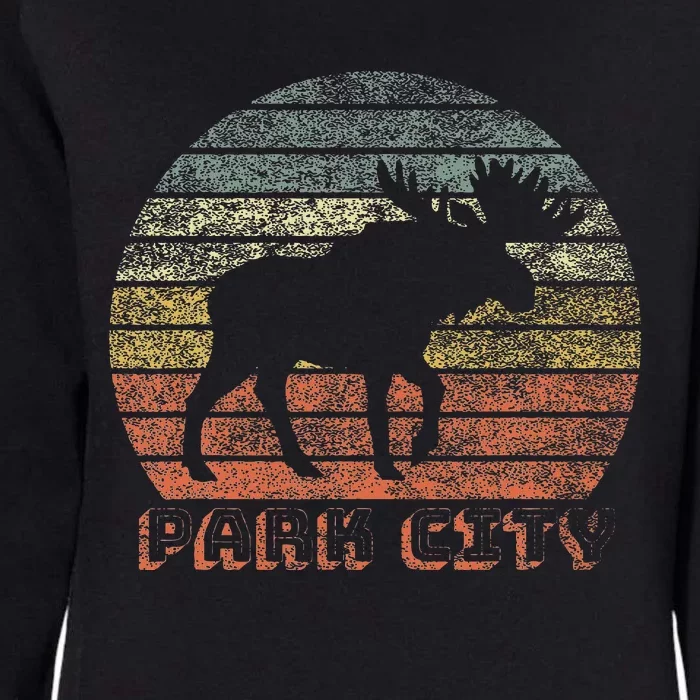 Park City Utah Moose Retro Sunset Nature Travel Womens California Wash Sweatshirt