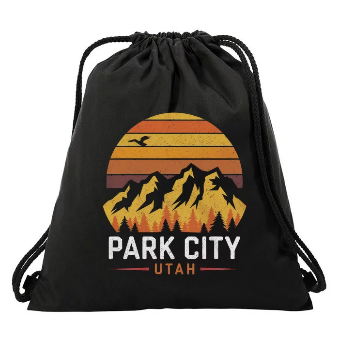 Park City Utah Mountains Ski Hiking Camping Trip Souvenirs Drawstring Bag