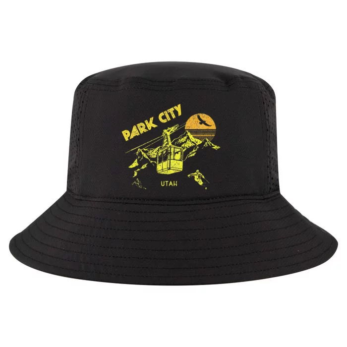 Park City Utah Distressed Retro Skiing Cool Comfort Performance Bucket Hat