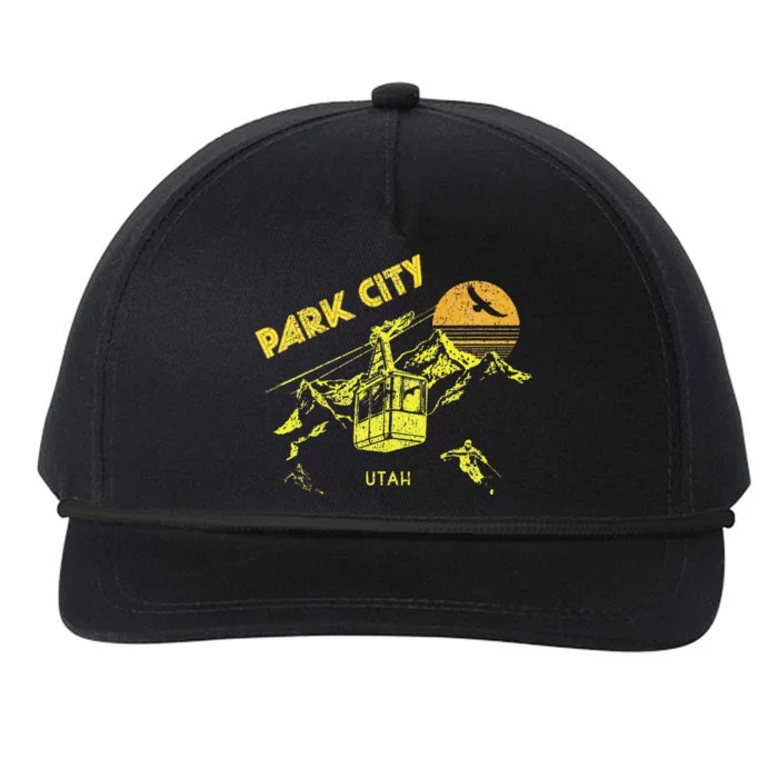 Park City Utah Distressed Retro Skiing Snapback Five-Panel Rope Hat