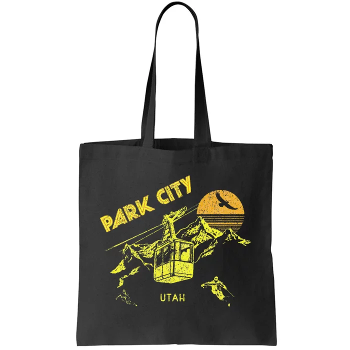 Park City Utah Distressed Retro Skiing Tote Bag