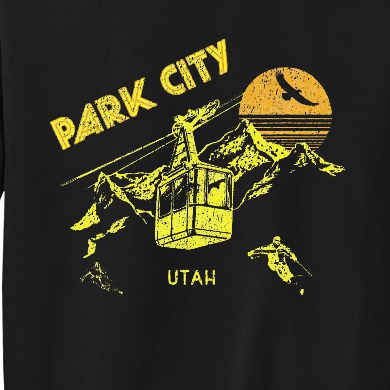 Park City Utah Distressed Retro Skiing Tall Sweatshirt