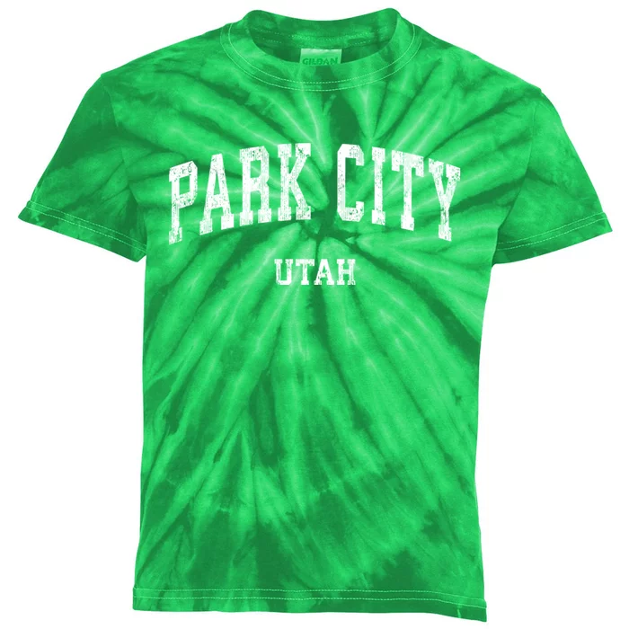 Park City Utah Ut Vintage Varsity Sports Kids Tie-Dye T-Shirt