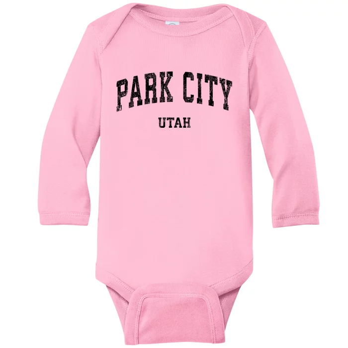 Park City Utah Ut Vintage Varsity Sports Baby Long Sleeve Bodysuit