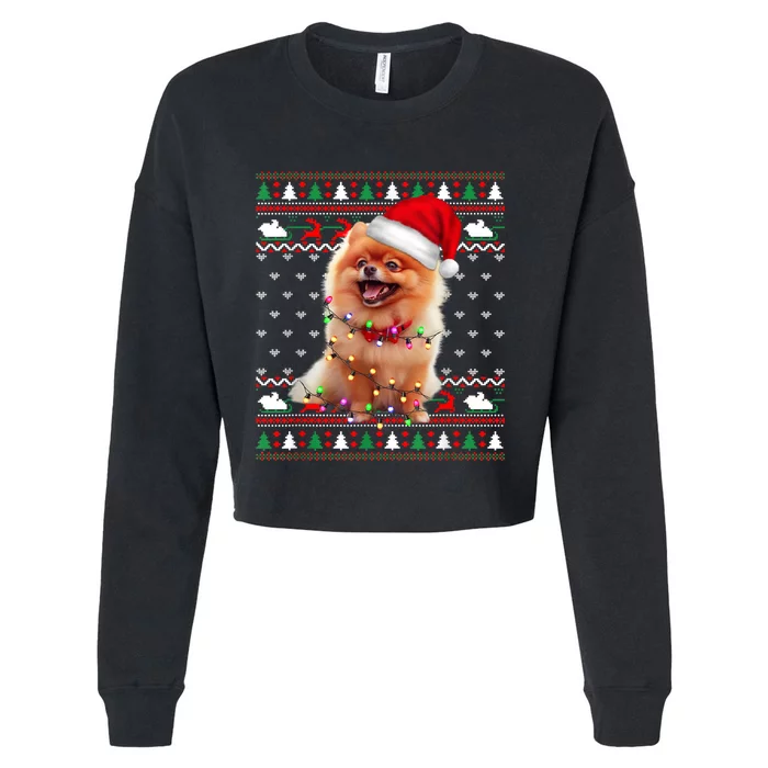 Pomeranian Christmas Ugly Sweater Funny Dog Lover Xmas Cropped Pullover Crew