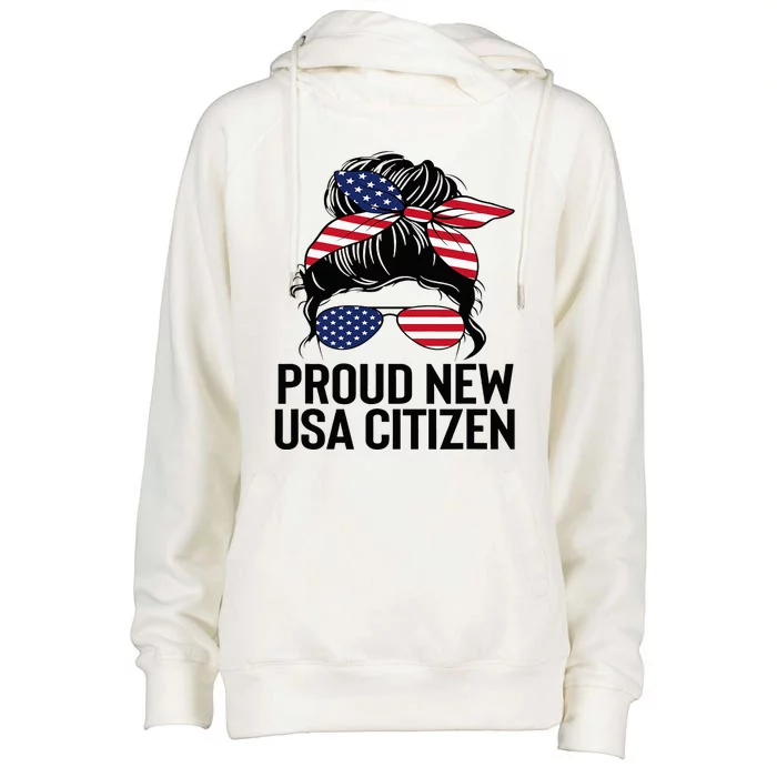 Proud Citizens Us American New Citizenship Gifts Usa Flag Womens Funnel Neck Pullover Hood