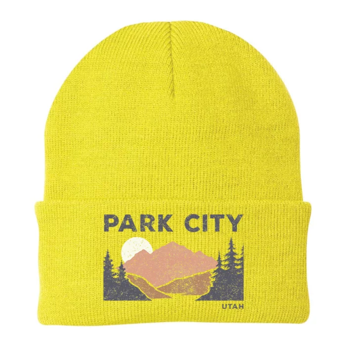 Park City Utah Faded Mountain Forest Hiking Knit Cap Winter Beanie