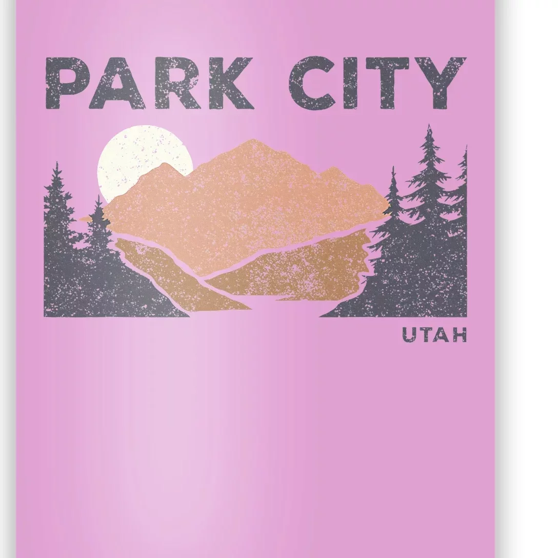 Park City Utah Faded Mountain Forest Hiking Poster