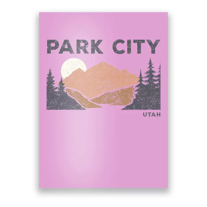 Park City Utah Faded Mountain Forest Hiking Poster