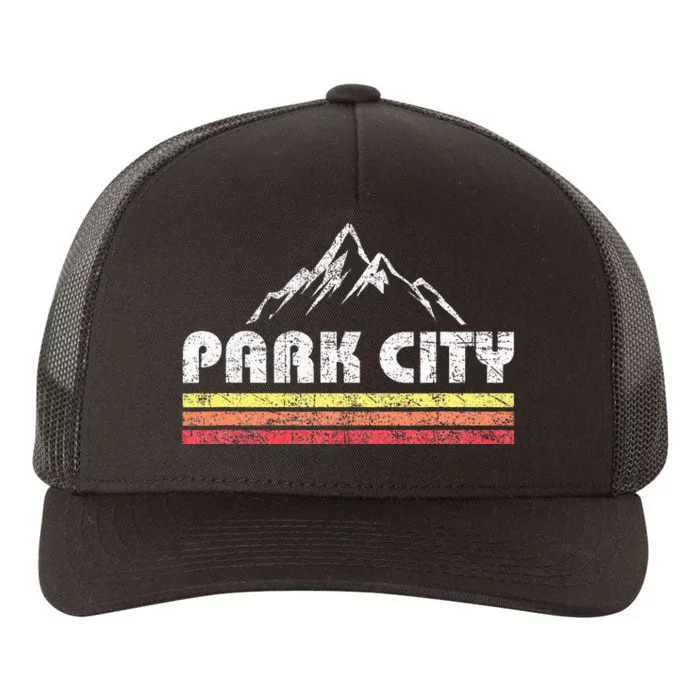 Park City Utah Mountain Faded Bars Ski Sports Yupoong Adult 5-Panel Trucker Hat