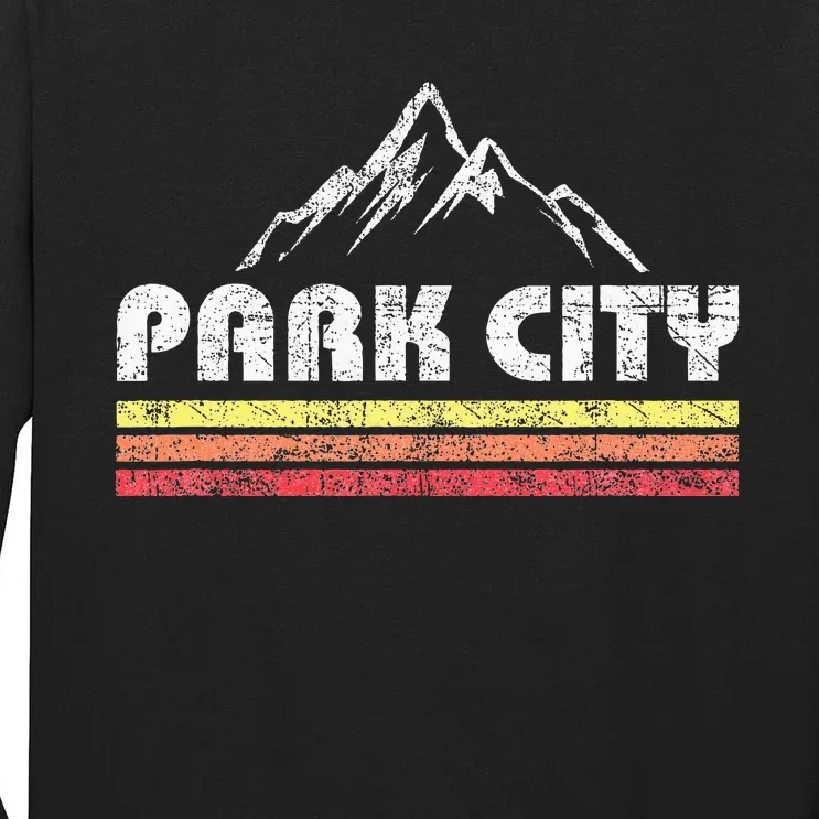 Park City Utah Mountain Faded Bars Ski Sports Tall Long Sleeve T-Shirt