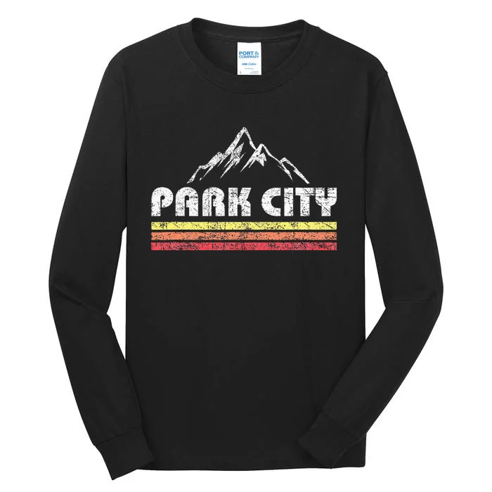 Park City Utah Mountain Faded Bars Ski Sports Tall Long Sleeve T-Shirt