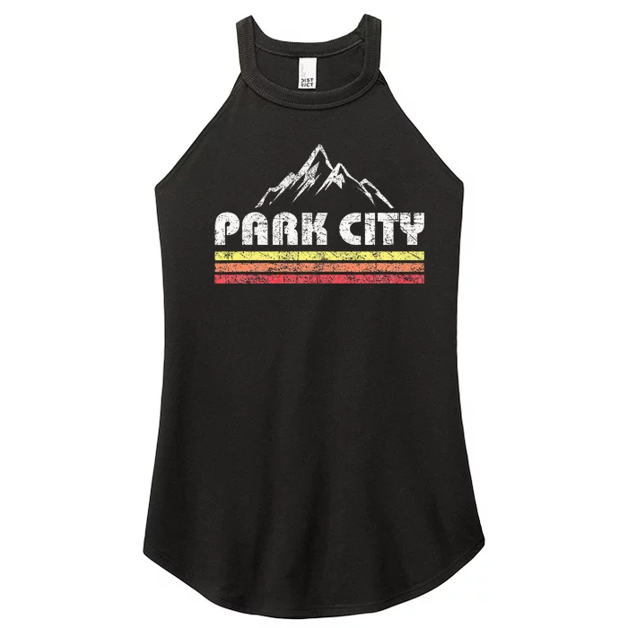 Park City Utah Mountain Faded Bars Ski Sports Women’s Perfect Tri Rocker Tank