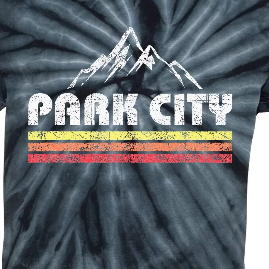 Park City Utah Mountain Faded Bars Ski Sports Kids Tie-Dye T-Shirt