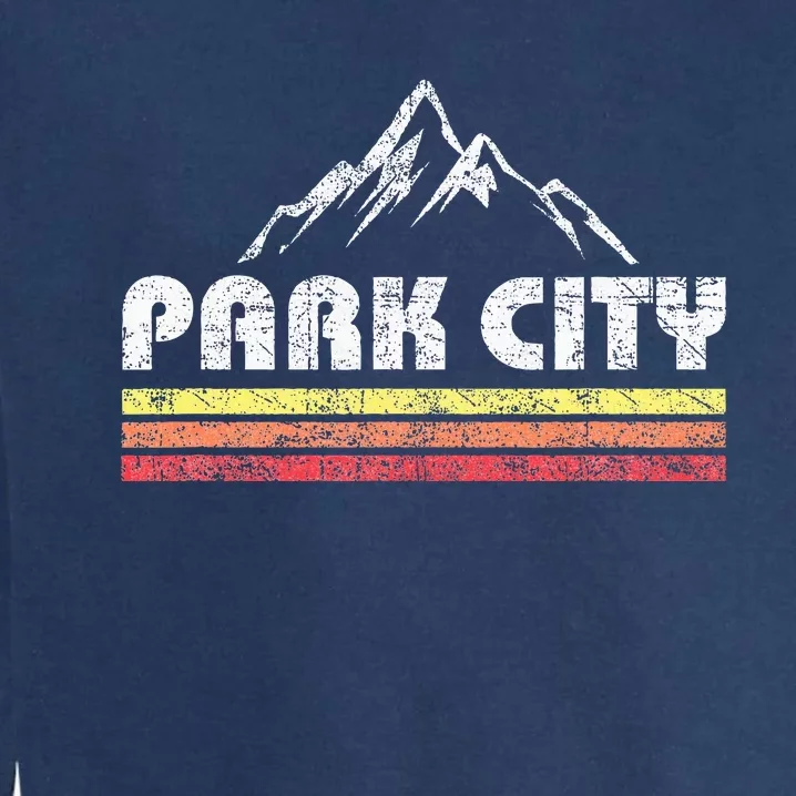 Park City Utah Mountain Faded Bars Ski Sports Garment-Dyed Sweatshirt