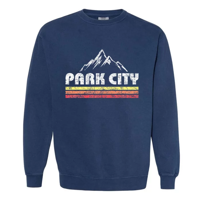 Park City Utah Mountain Faded Bars Ski Sports Garment-Dyed Sweatshirt