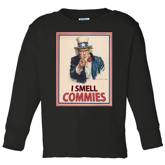 Patriotic Conservative Uncle Sam Poster I Smell Commies Toddler Long Sleeve Shirt