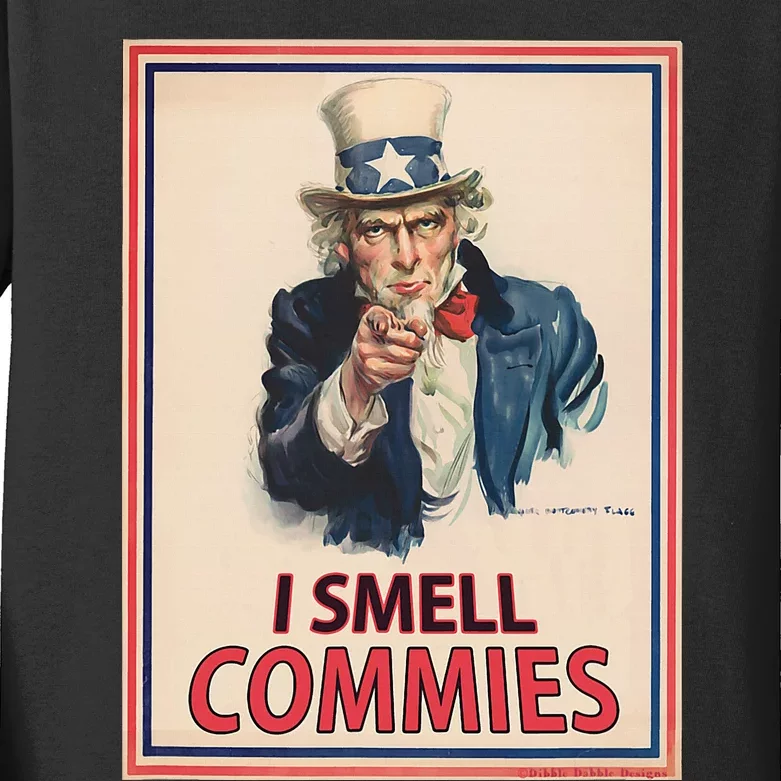 Patriotic Conservative Uncle Sam Poster I Smell Commies Kids Long Sleeve Shirt