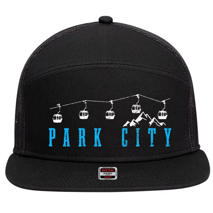 Park City Utah Ski Snowboard Winter Sports 7 Panel Mesh Trucker Snapback Hat