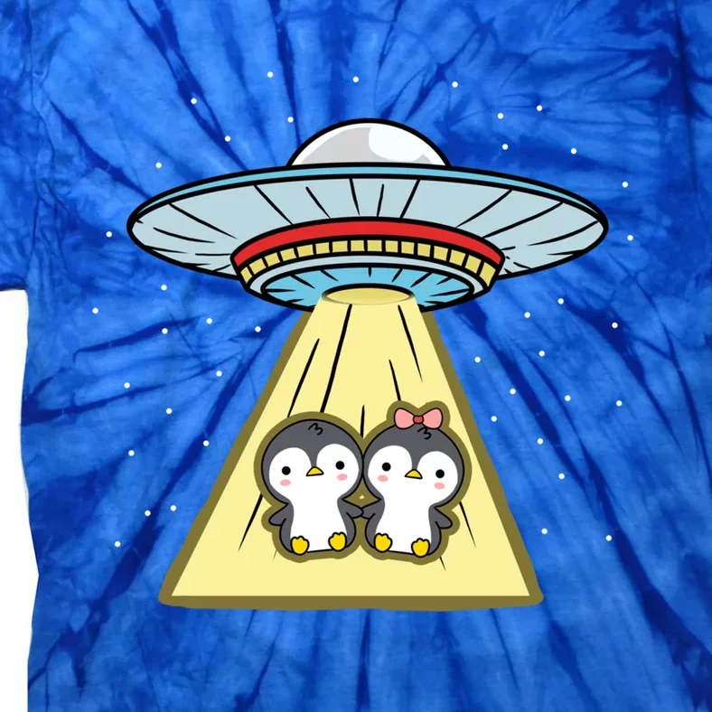 Penguin Couple Ufo Abduction Valentines Day Gift Tie-Dye T-Shirt