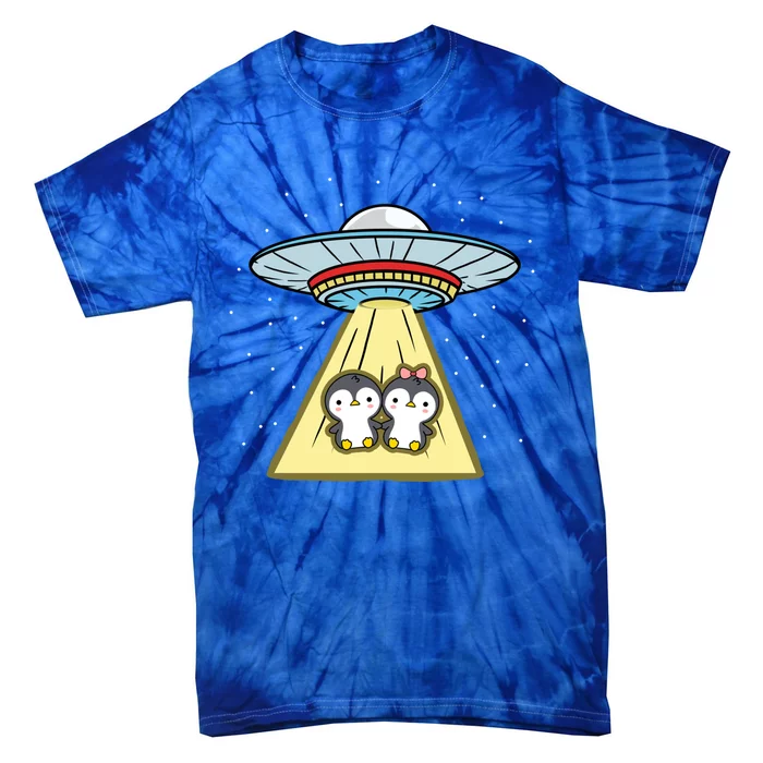 Penguin Couple Ufo Abduction Valentines Day Gift Tie-Dye T-Shirt