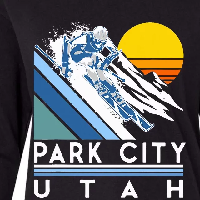 Park City Utah Retro Ski Womens Cotton Relaxed Long Sleeve T-Shirt