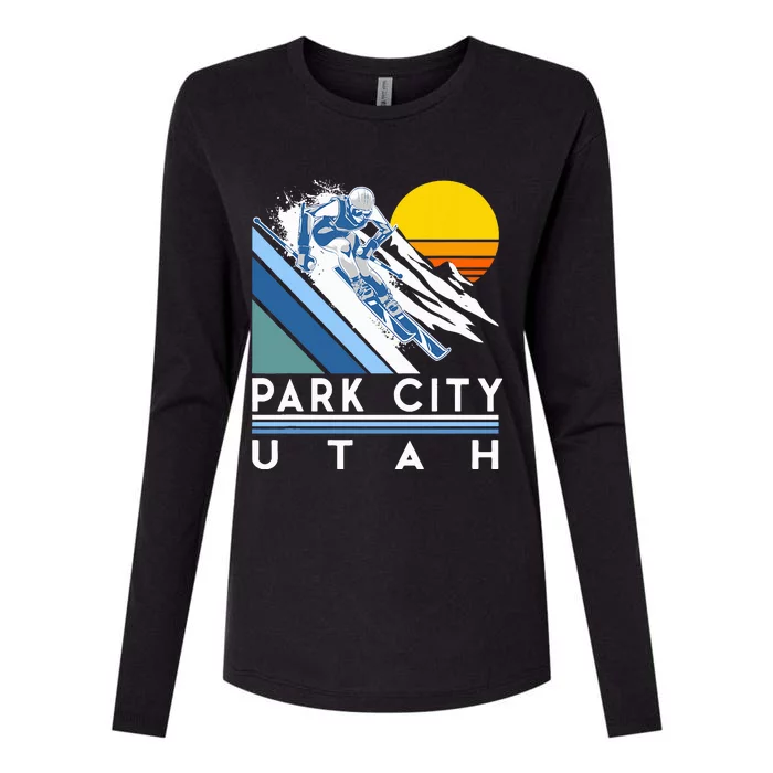 Park City Utah Retro Ski Womens Cotton Relaxed Long Sleeve T-Shirt