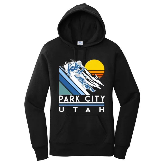 Park City Utah Retro Ski Women's Pullover Hoodie