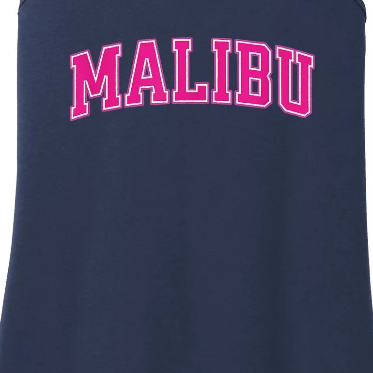 Preppy Collegiate Varsity Pink Malibu California Ladies Essential Tank