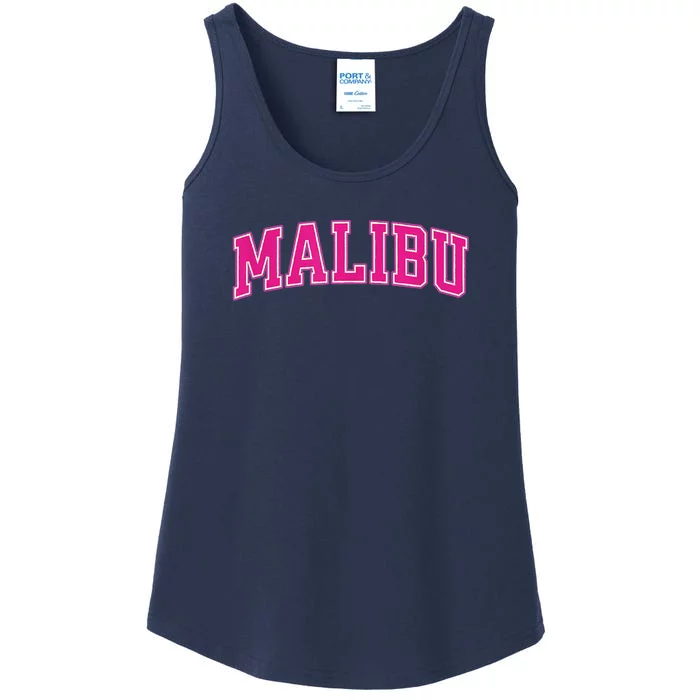 Preppy Collegiate Varsity Pink Malibu California Ladies Essential Tank