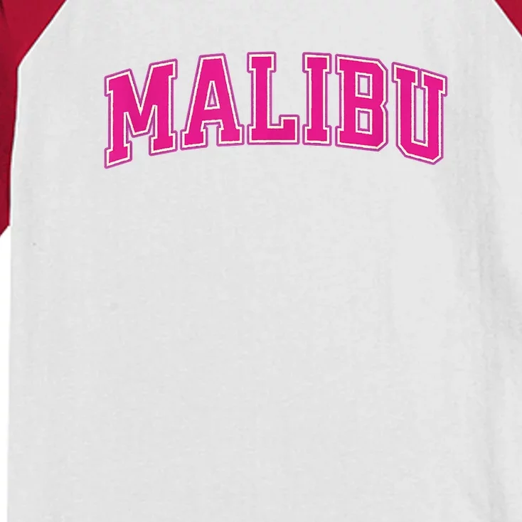 Preppy Collegiate Varsity Pink Malibu California Kids Colorblock Raglan Jersey