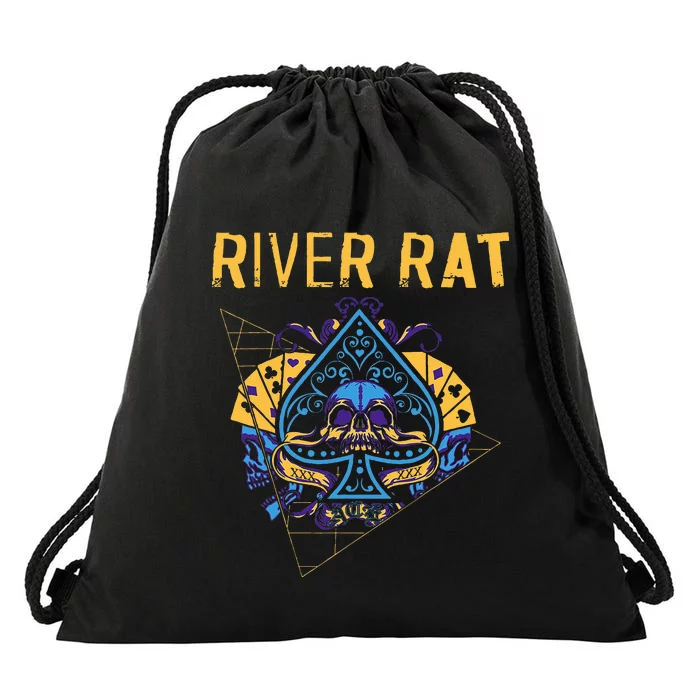 Poker Cards Vintage Spade River Rat Drawstring Bag