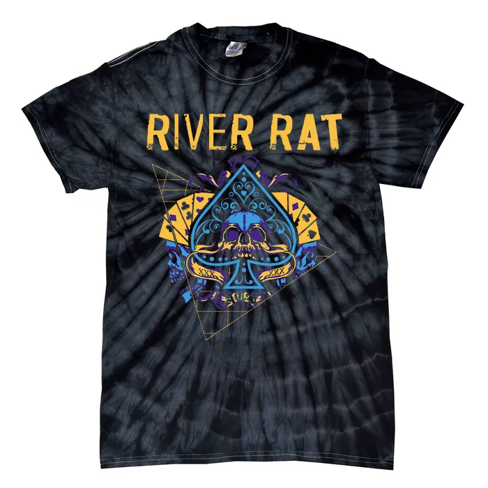 Poker Cards Vintage Spade River Rat Tie-Dye T-Shirt