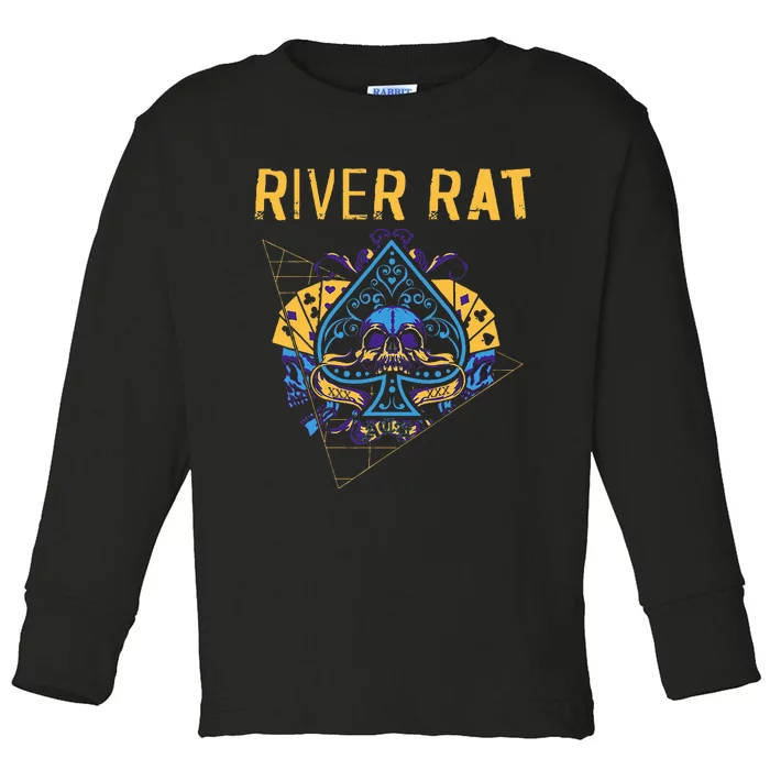 Poker Cards Vintage Spade River Rat Toddler Long Sleeve Shirt