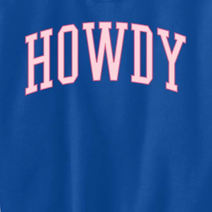 Preppy Cowgirl Varsity Pink Howdy Kids Sweatshirt | TeeShirtPalace