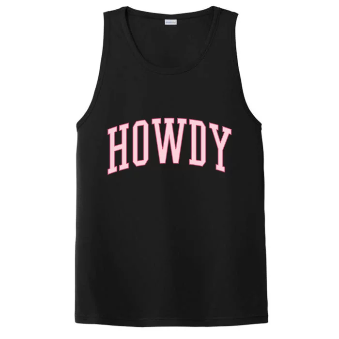 Preppy Cowgirl Varsity Pink Howdy Gift Performance Tank