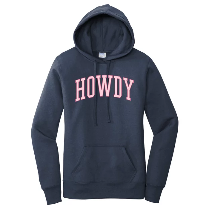 Preppy Cowgirl Varsity Pink Howdy Gift Women's Pullover Hoodie