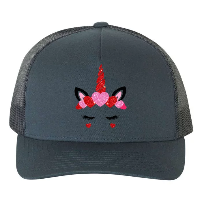 Ph Cute Valentines Day Unicorn Face Costume Couple Gift Yupoong Adult 5-Panel Trucker Hat