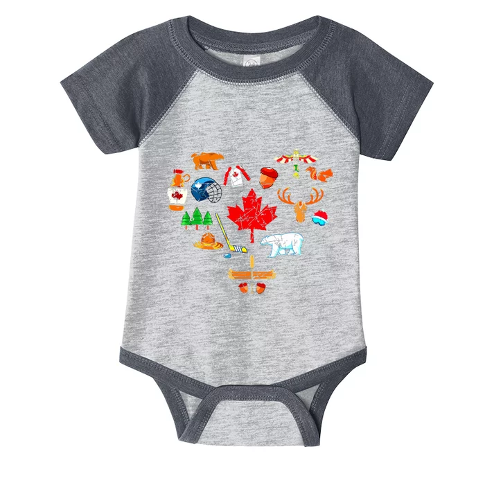 Patriotic Canadian Valentines Day Gift Love Canada Infant Baby Jersey Bodysuit