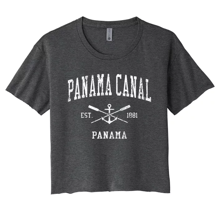 Panama Canal Vintage Crossed Oars & Boat Women's Crop Top Tee