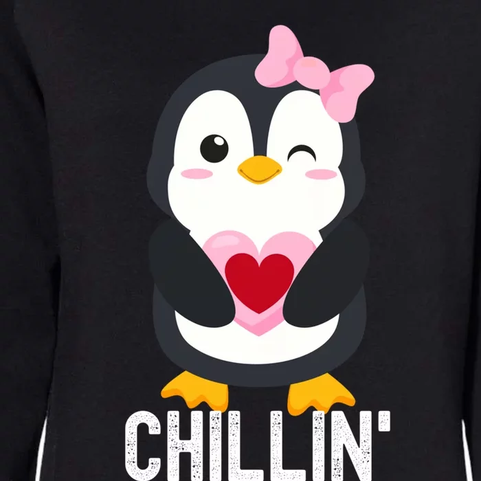 Penguin Chillin Valentines Day Cool Gift Womens California Wash Sweatshirt