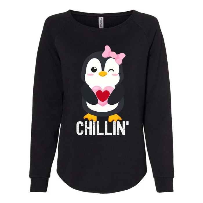 Penguin Chillin Valentines Day Cool Gift Womens California Wash Sweatshirt