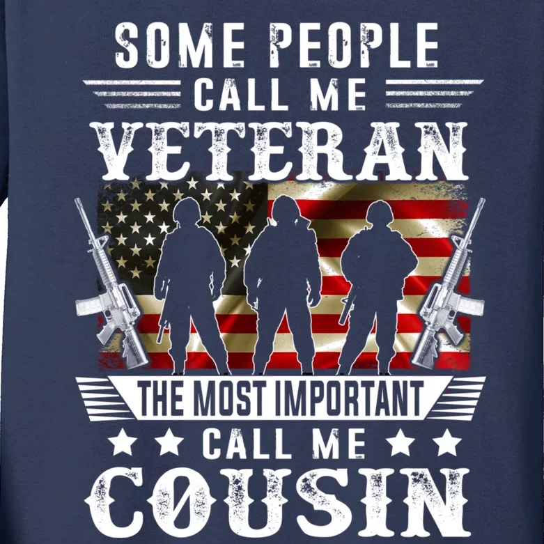 Proud Cousin Veteran American Flag Gifts VeteranS Day Kids Long Sleeve Shirt