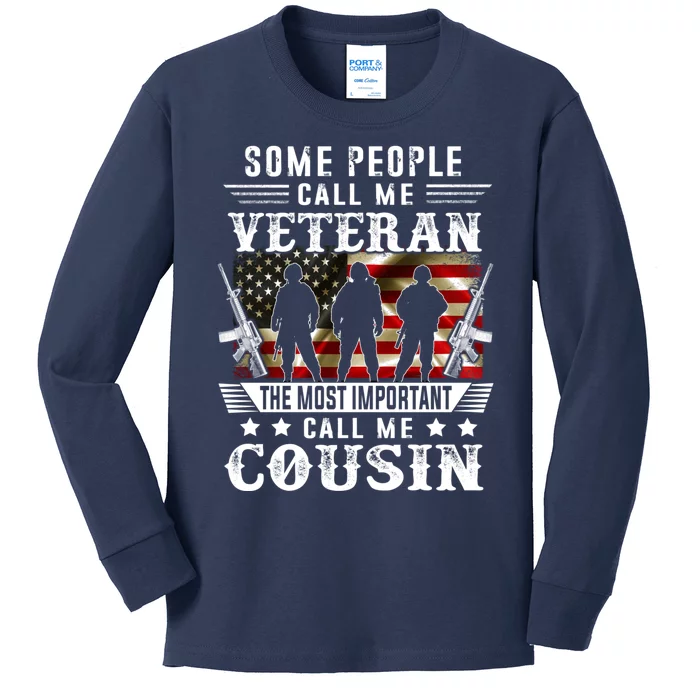 Proud Cousin Veteran American Flag Gifts VeteranS Day Kids Long Sleeve Shirt