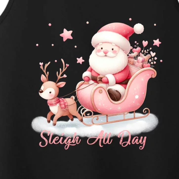 Pink Christmas Wonderland Festive Xmas Sleigh All Day Gift Performance Tank