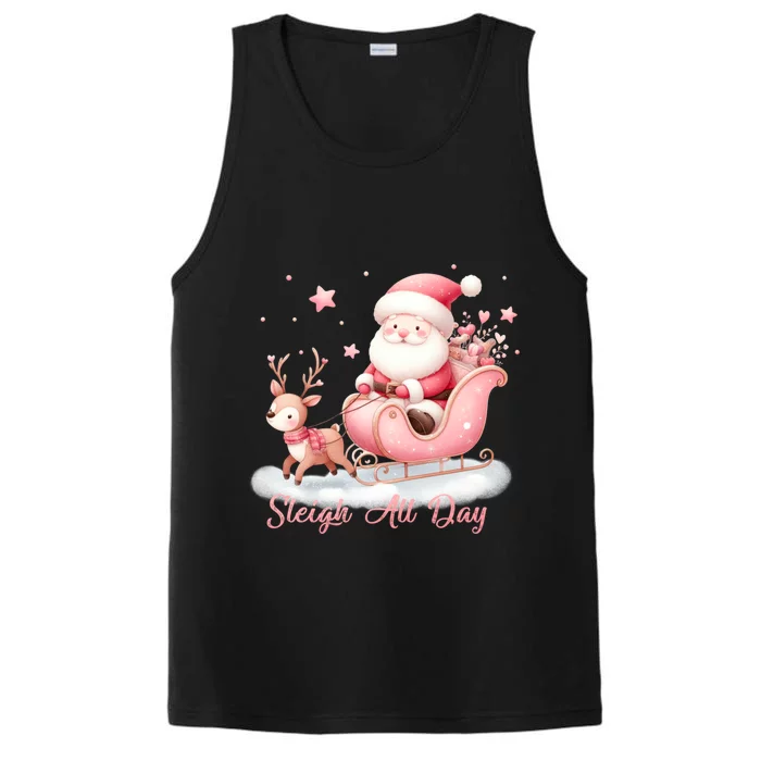 Pink Christmas Wonderland Festive Xmas Sleigh All Day Gift Performance Tank