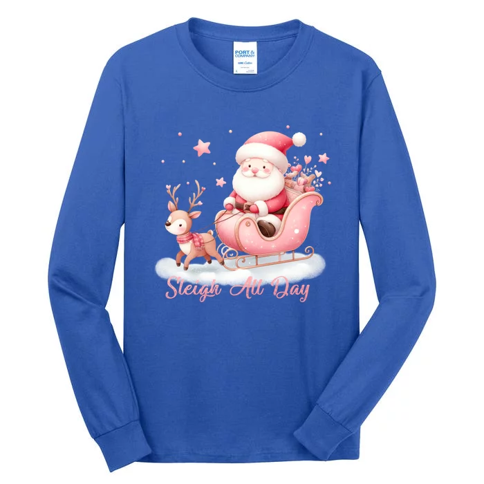 Pink Christmas Wonderland Festive Xmas Sleigh All Day Gift Tall Long Sleeve T-Shirt