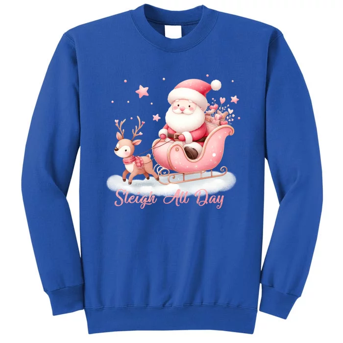 Pink Christmas Wonderland Festive Xmas Sleigh All Day Gift Tall Sweatshirt